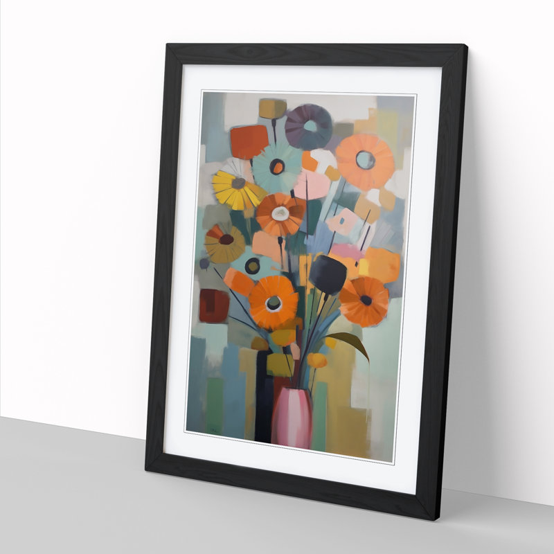 Flowers Mid Century Vol.3 - Framed Print, Oak