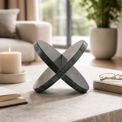 Contemporary Circular Sculpture Home Decor - Modern Figurine Decorative Object and Minimalist Statue for Decorations for Living Room - 8", Green