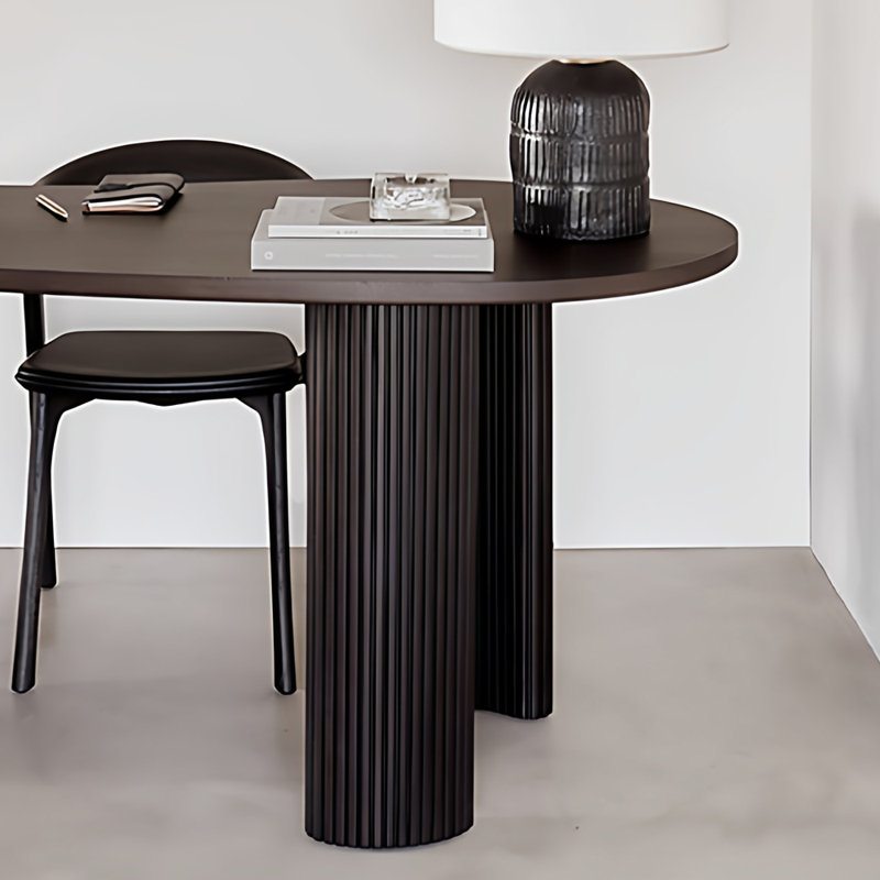 Bureau en bois massif noir à forme créative, H 29,52 po x l 86,61 po x P 35,43 po