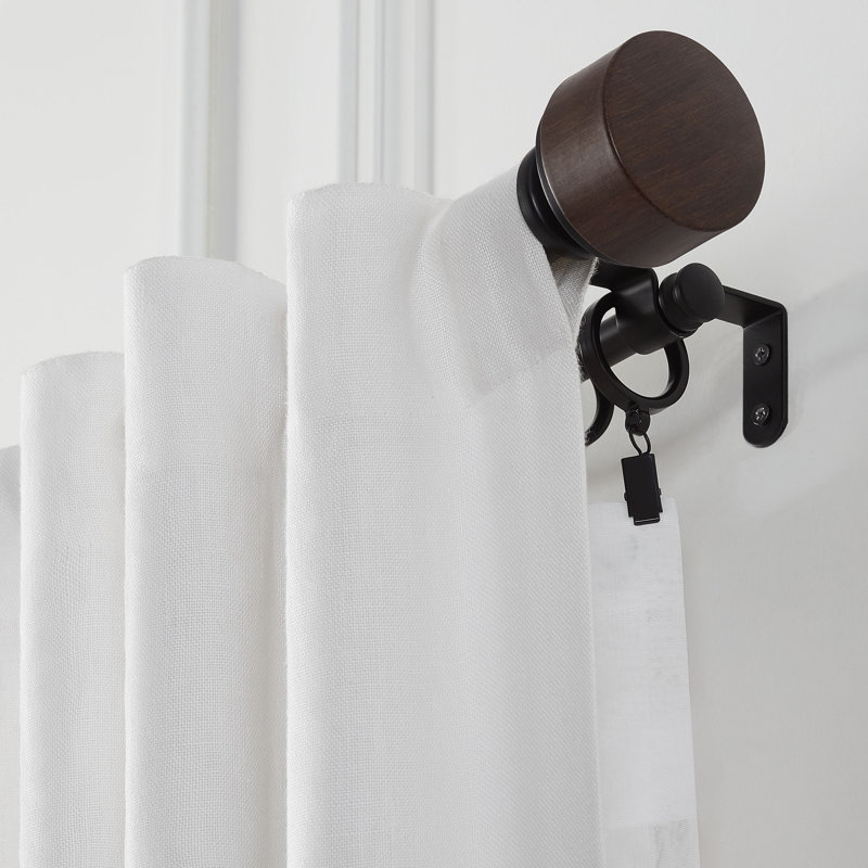 Mode Premium Collection 1 1/8 in Diameter Curtain Rod Set with Geo Finials and Steel Wall Mounted Adjustable Rod, 36" - 72"