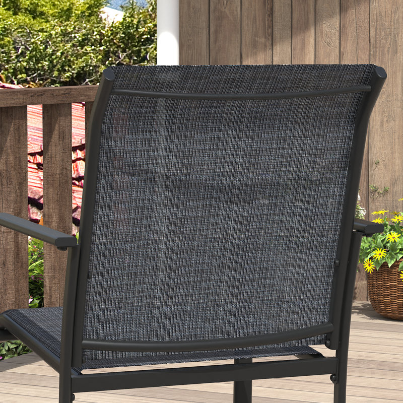 Chaise de salle à manger d'extérieur empilable en textilène, Gris