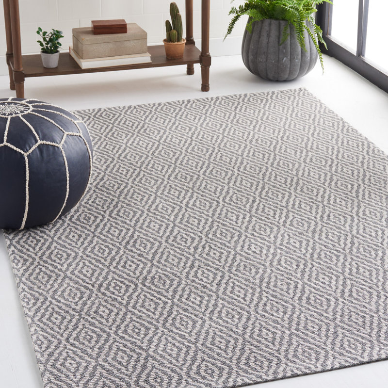 Tapis gris / ivoire en coton Martha Stewart 484, Rectangle 5 pi x 7 pi