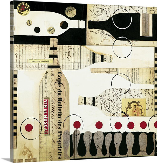 « déco vino i » par liz jardine, impression sur toile, H 16 po x l 16 po x P 1,25 po