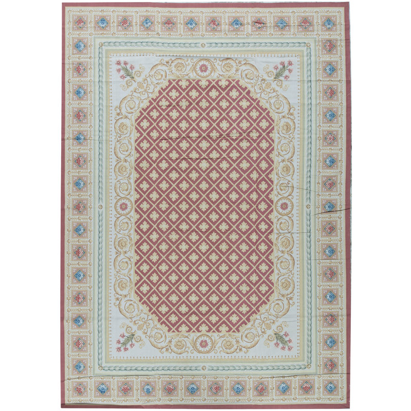 Hand-Knotted High-Quality Red and Beige Area Rug