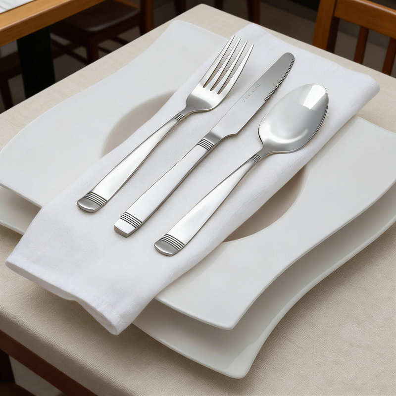 Ensemble de couverts 40 pièces en acier inoxydable pour 8, 18/10 couverts allant au lave-vaisselle avec couteaux de table, fourchettes, cuillères et ustensiles de dessert