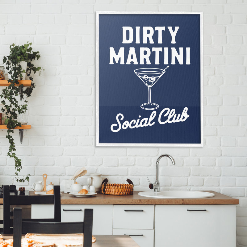 Estampe numérique rétro rétro Dirty Martini, 30 x 24, Encadrement giclée blanc côtier