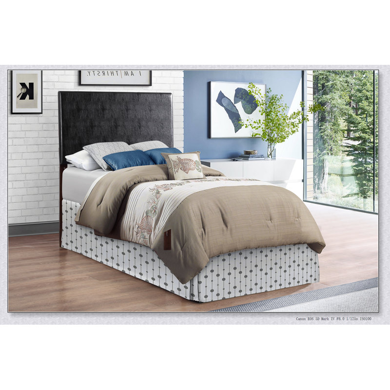 Cadre de lit moderne avec tête de lit pour chambre à coucher, Lit simple, Noir