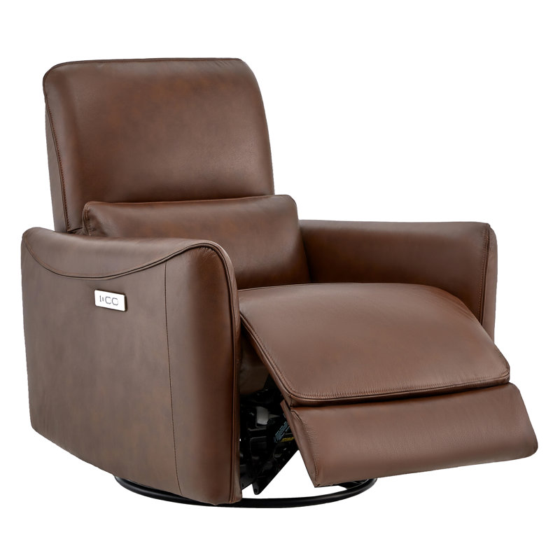 Nikolas Santo Genuine Leather Swivel Power Recliner(Set of 2), Impression Cognac