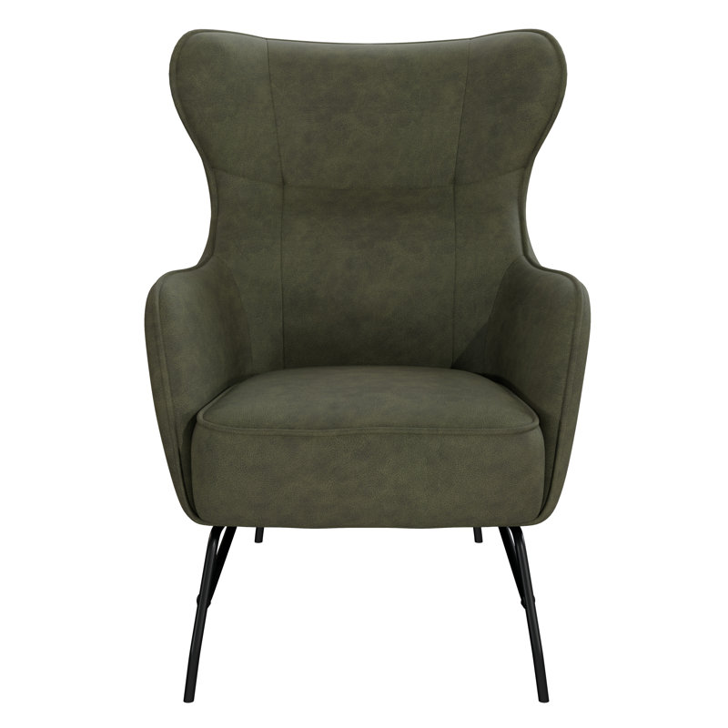 Rainer Upholstered Accent Chair, Badlands Saddle Brown Performance Faux Leather