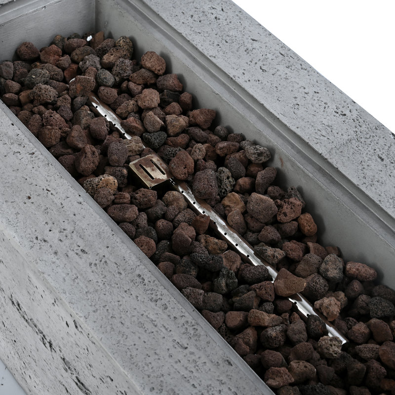 Outdoor Rectangular Propane Fire Pit, Gray