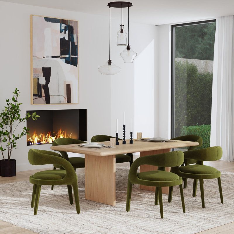 Soleil 74 in. W Rectangular Wood Panel Dining Table, Oak