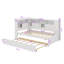 Multi-Functional Twin Wooden Daybed With Shelving, USB Charging Stations, And Extendable Trundle-1091049071