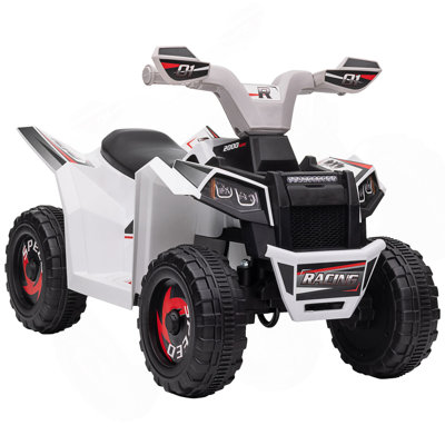 ATV Quad Car, 6V Four-Wheeler for  with Forward Backward Function, Wear-Resistant Wheels for Toddlers Ages 18-36 Months, White