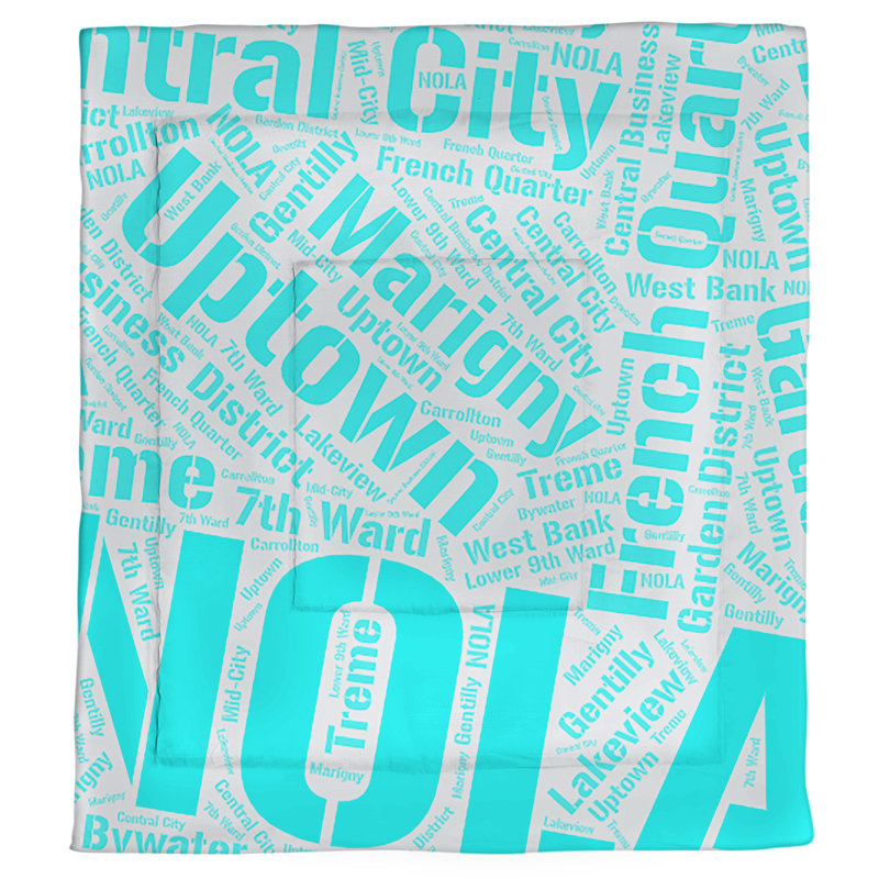 Modern & Contemporary Polyester Box Stitch Comforter, Twin XL Comforter, Cyan