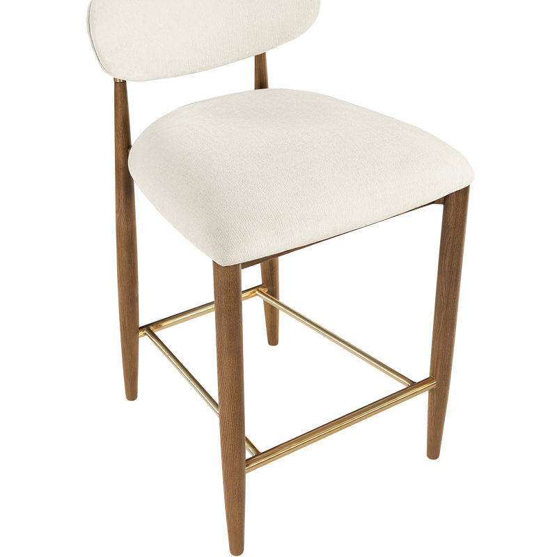 Tabouret en tissu Riccio, Brun, Tissu de polyester beige, Brossé