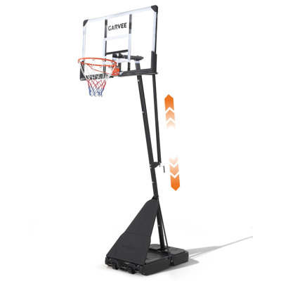 Panier de basketball extérieur à hauteur réglable avec panneau arrière incassable en PC de 44 po - Jante en acier de 18 po, mât en acier résistant aux intempéries, avec plaque de protection et manivelle Lina - pour enfants, jeunes et adultes