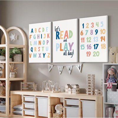 Enfants, salle de jeux, décoration murale, affiche de l'alphabet, salle de jeux, toile, décoration murale, chambre de bébé, affiche 123, affiche pour tout-petit