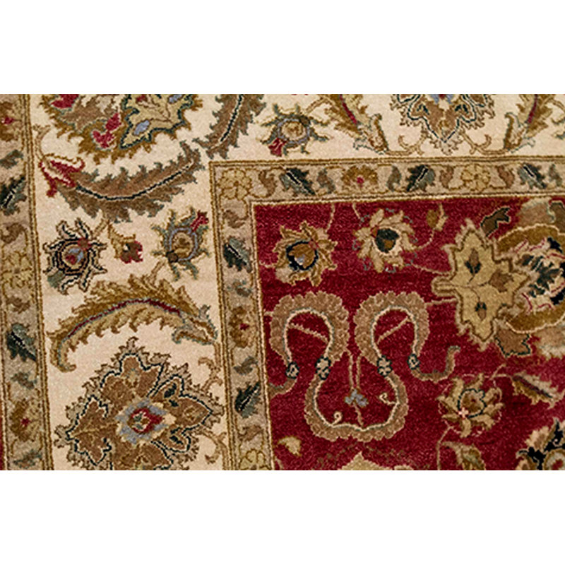 Tapis rouge et ivoire noué à la main de haute qualité