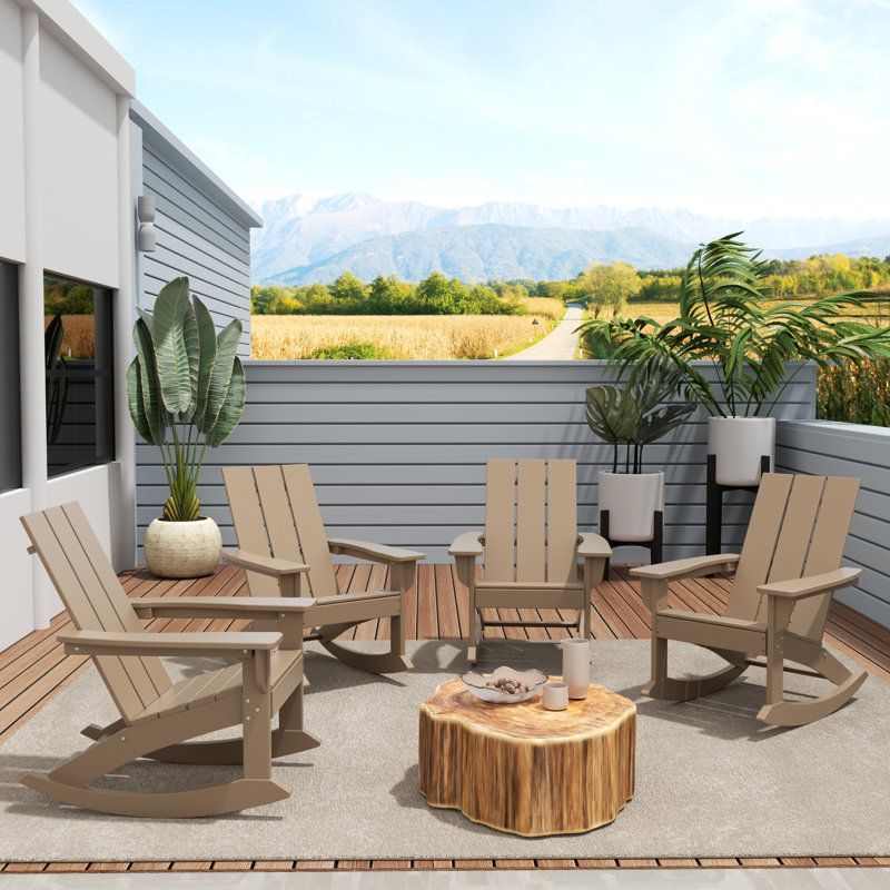 Chaise berçante d'extérieur en plastique Joubert, Bois patiné
