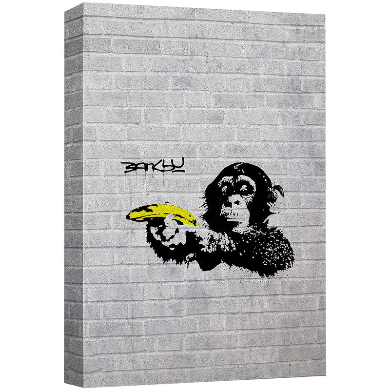 «Banksy British Artist», peinture à l'aérosol sur singe, impression sur toile tendue, H 48 po x l 32 po x P 1,5 po