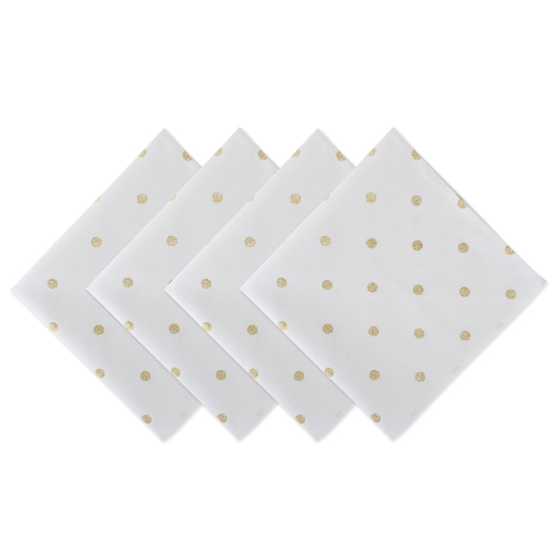 Marriott Cotton Blend Polka Dots Square Napkin, Gold/White