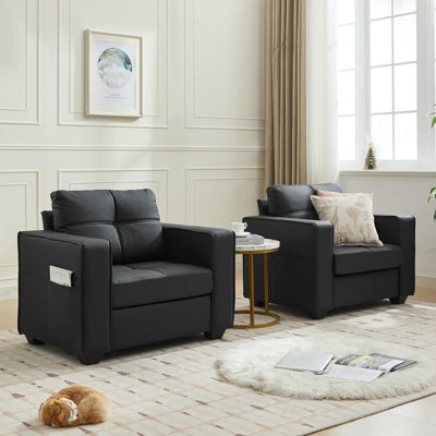 38” Wide Faux Leather Armchair(Set Of 2)