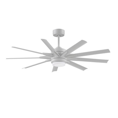 Ventilateur de plafond intelligent d'intérieur / extérieur de 56 pouces avec ensemble de lumières DEL CCT Odyn - blanc mat avec pales blanc mat