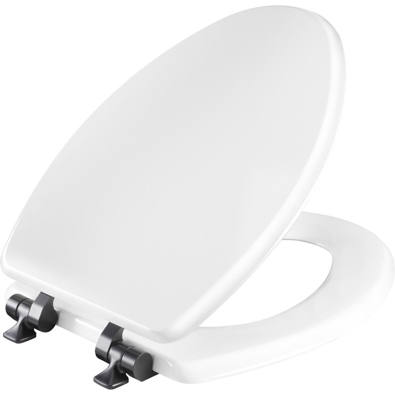 Mayfair by Bemis Benton Slow Close Elongated White Enameled Wood Toilet Seat, Matte Black