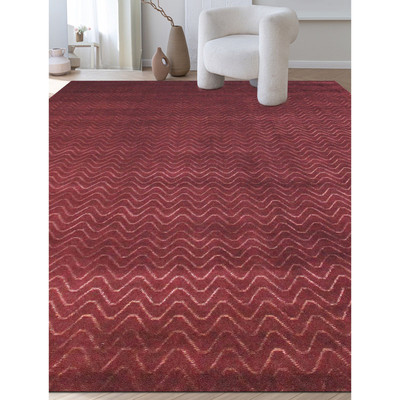 Hand Knotted Area Rug in Purple, Rectangle 6' x 9'