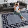 Nico Geometric Pattern Printed Area Rug - Cool Greyish Blue with Bold Black Frame