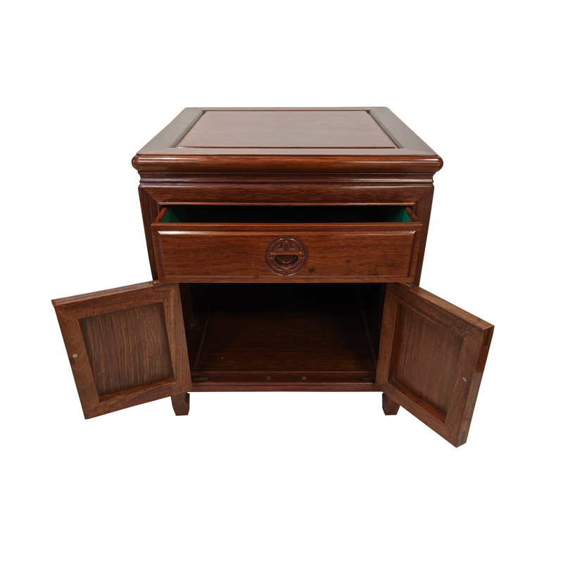 Carved Chinese End Table Rounded Peking Style