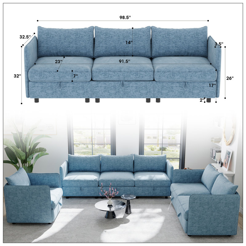 Canapé modulaire modulaire, siège convertible avec rangement, ensembles comprenant un canapé à trois places et des canapés, causeuse et fauteuil simple (1 + 2 + 3 sièges) pour le salon
