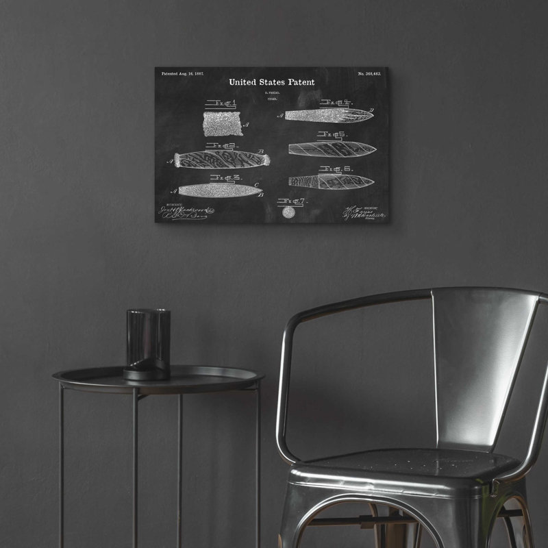 «Cigar Blueprint Vernis tableau noir», art mural en verre acrylique, H 16 po x l 24 po x P 0,2 po