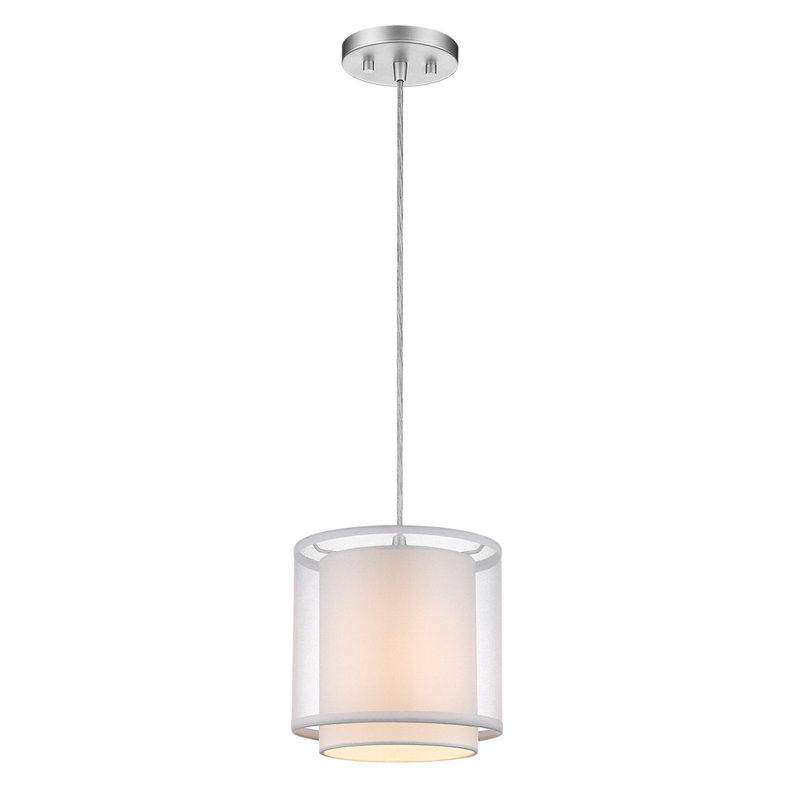 Feltner 1 - Light Single Pendant, 152.75" H x 8" W x 8" D, Metallic Silver, Sheer Snow