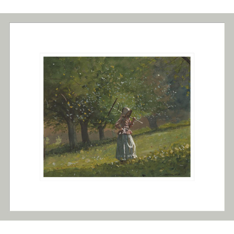«Girl with Hay Rake» par Winslow Homer - impression giclée encadrée, 13,75 po H x 15,51 po L