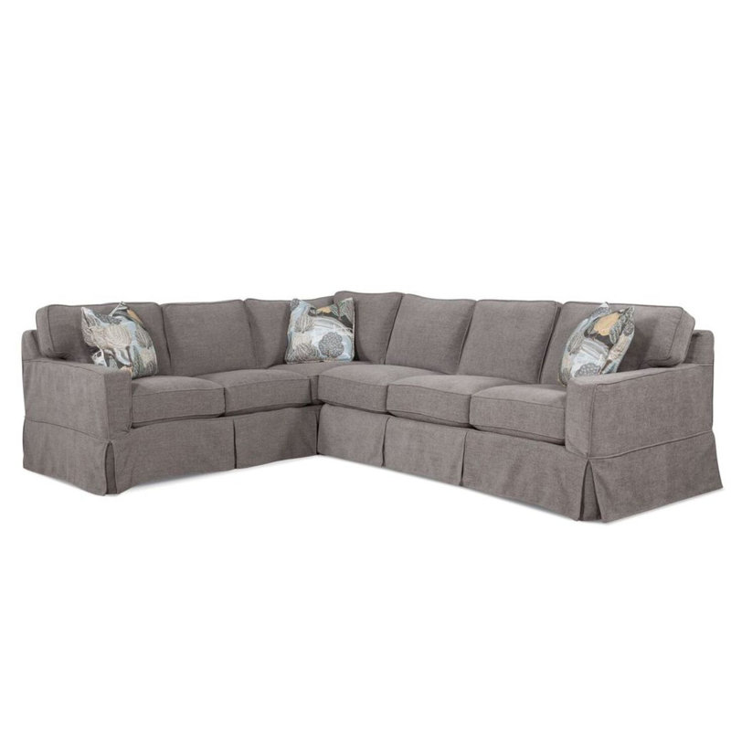 Gramercy Park Sectional, Light Blue and White Stripe; 0256-54, Right Hand Facing
