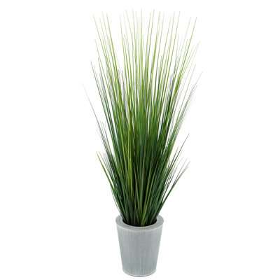 44" Faux Foliage Grass in Zinc Planter