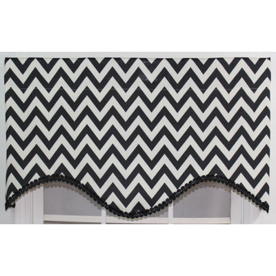 Chevron Scalloped Kitchen Curtain
