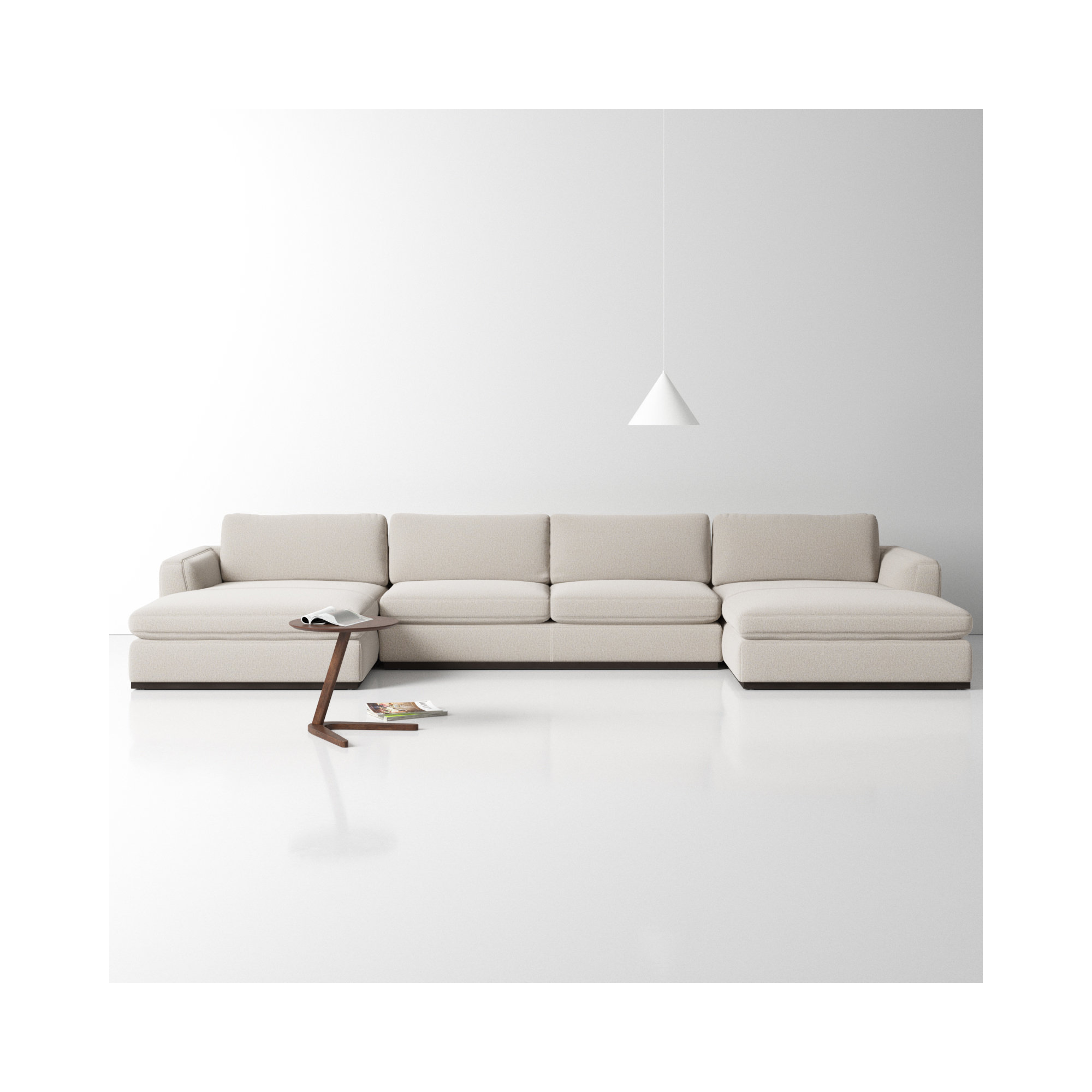 Berger Modular Upholstered Chaise U-Sectional, Aldred Silver/Polyester Blend