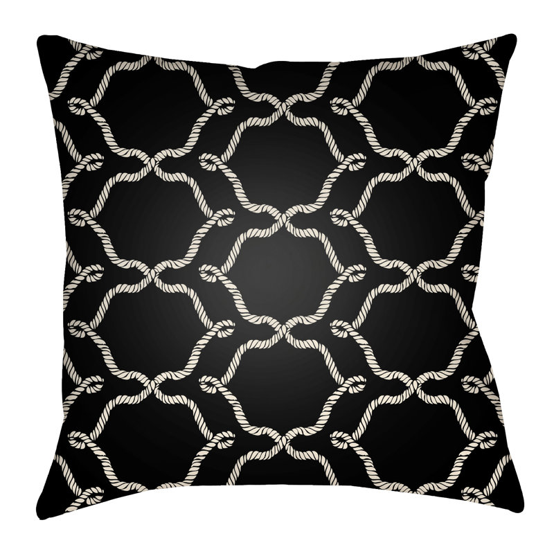 Litchfield Conway Geometric Outdoor Reversible Throw Pillow, Onyx Black/Ivory, 22" H x 22" W