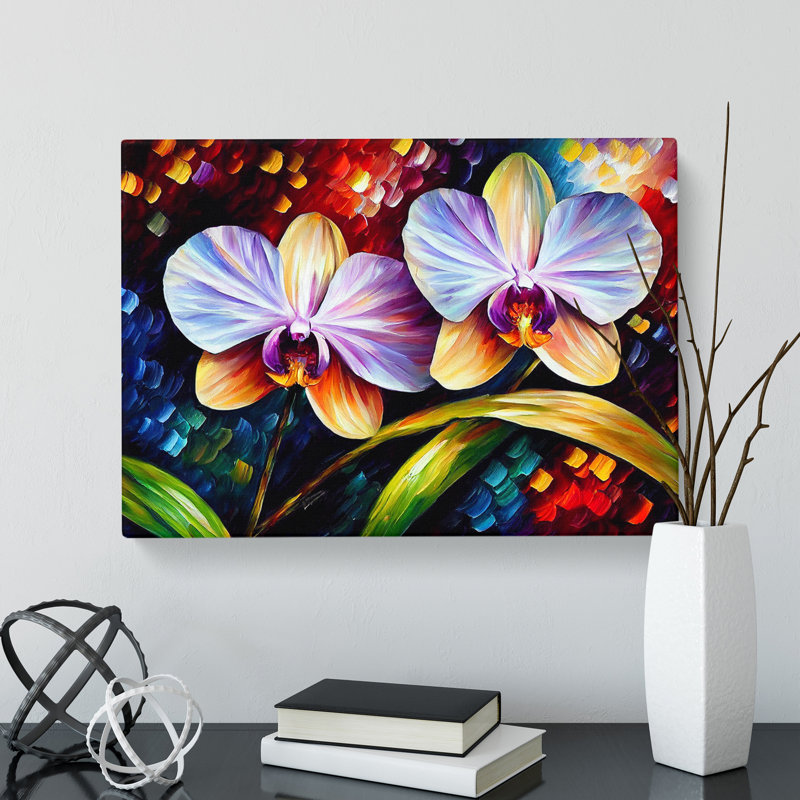 Orchid Flower Painting Vol.1 Abstract - Wrapped Canvas, 50cm H x 76cm W x 3cm D