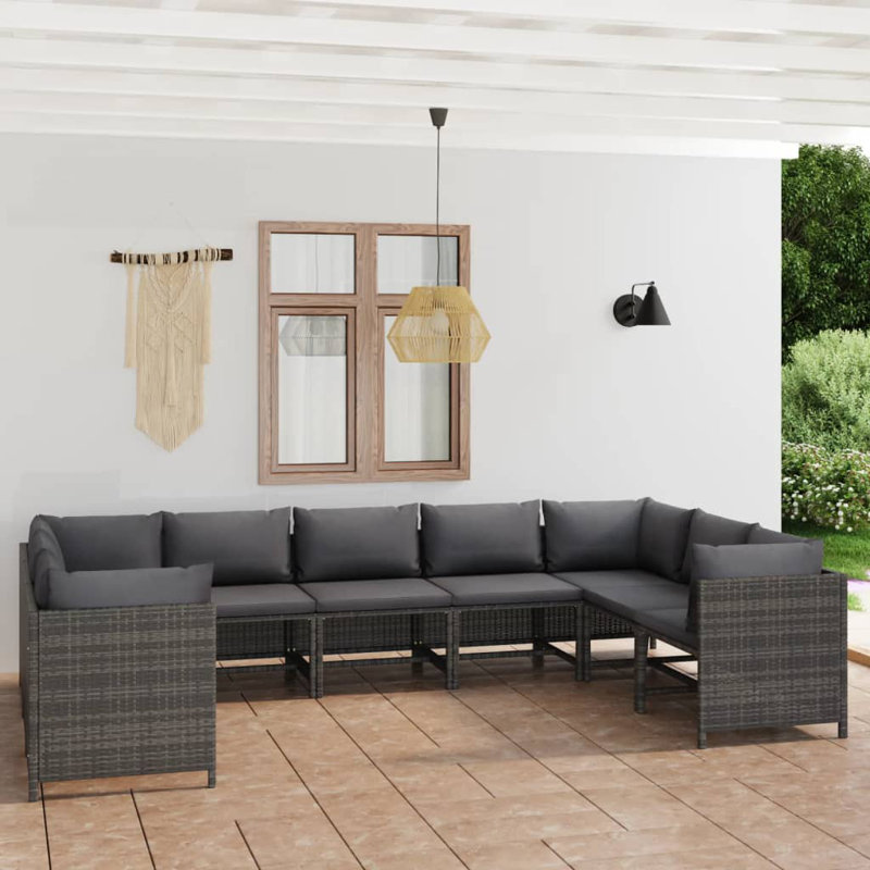 Ensemble modulaire de patio 23,6 po de large avec coussins, gris, gris