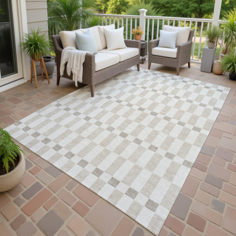 Machine Washable Indoor/Outdoor Chantille ACN2547 Geometric Rug, 3' x 5', Ivory
