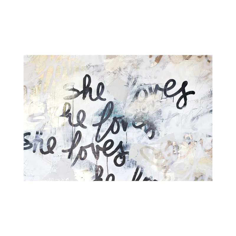 Gold Love Scribble - Wrapped Canvas Print, 20.32 cm H x 30.48 cm W