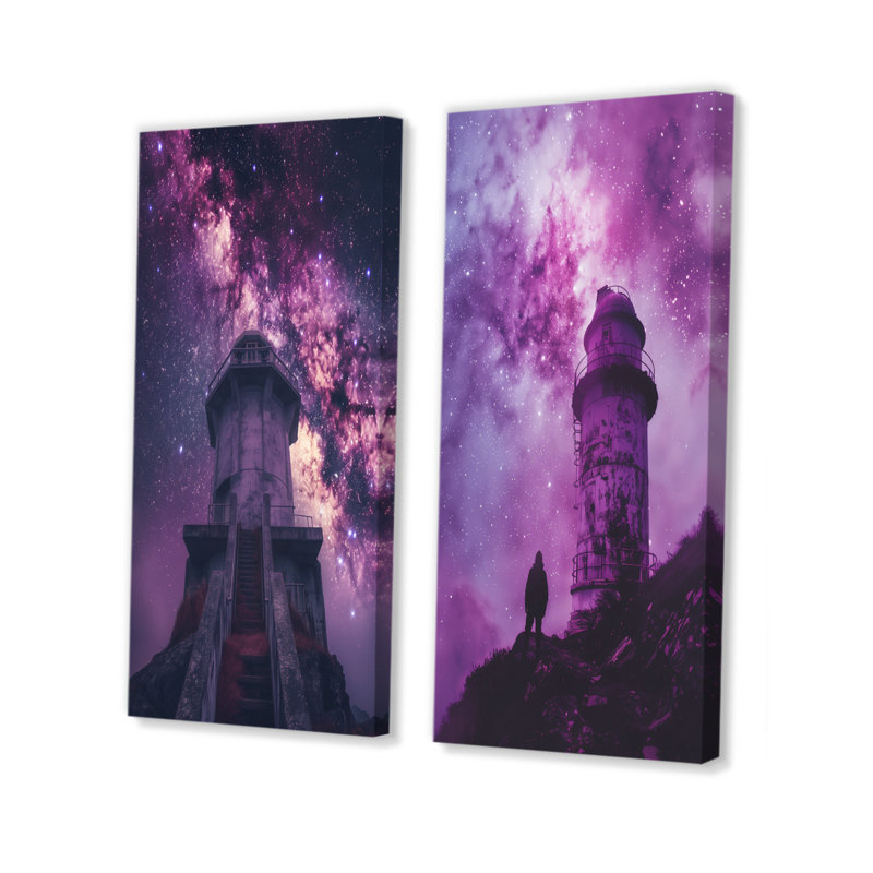 Ensemble de 2 pièces d'art mural pourpre, H 40 po x l 40 po, Toile tendue