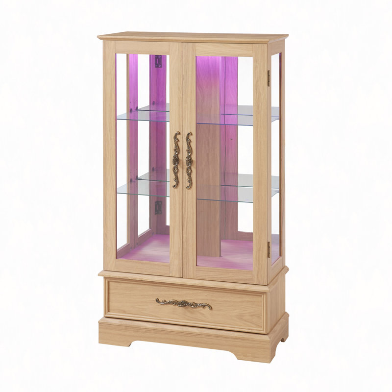Vitrine lumineuse vitrée, Chêne
