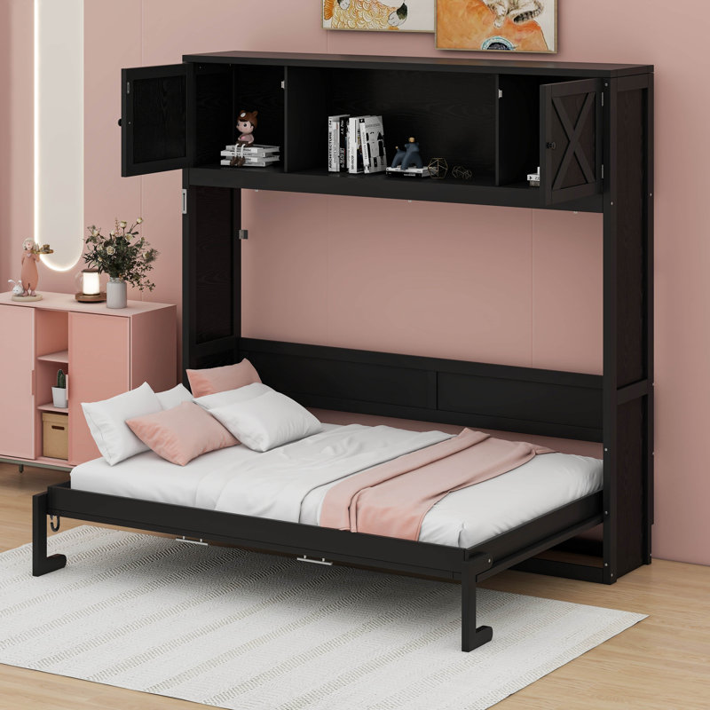 Full Size Murphy Bed With Storage Cabinets