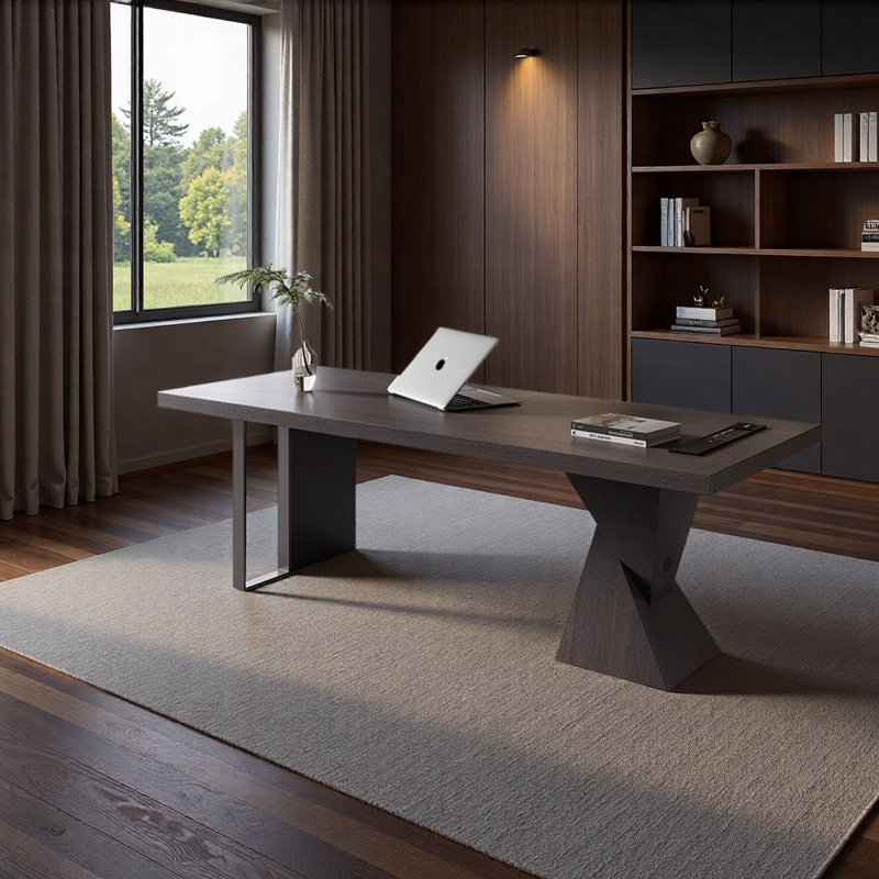 Italian Minimalist Solid Wood Desk, 29.5" H x 63" W x 27.6" D