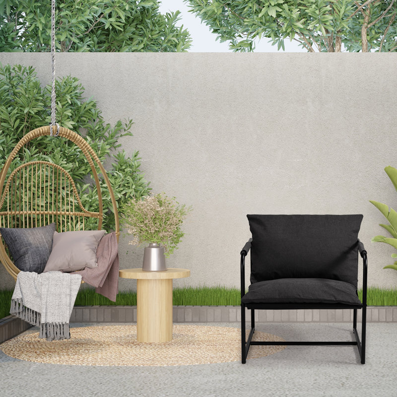 Chaise d'appoint d'extérieur rembourrée en métal Sling, Gris