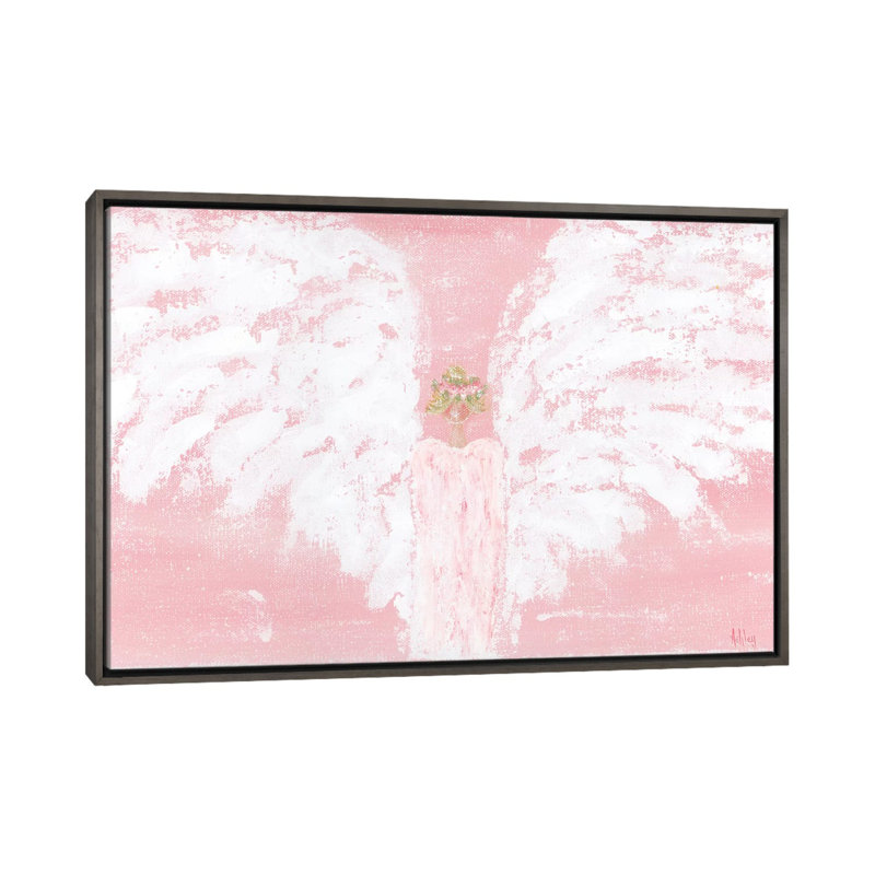Rose Angel large par Ashley Bradley, reproduction d’art, H 18 po x l 26 po x P 1,5 po, Toile encadrée de bois rustique foncé